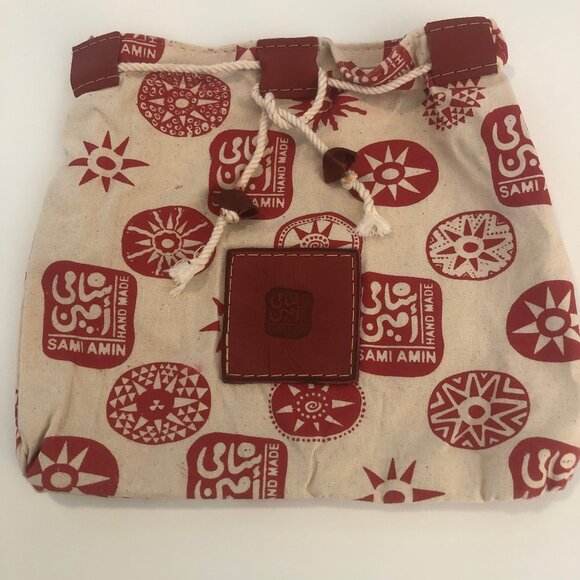 Unique Artisan Handmade Sami Amin Canvas Drawstring Bag | - Picture 2 of 11